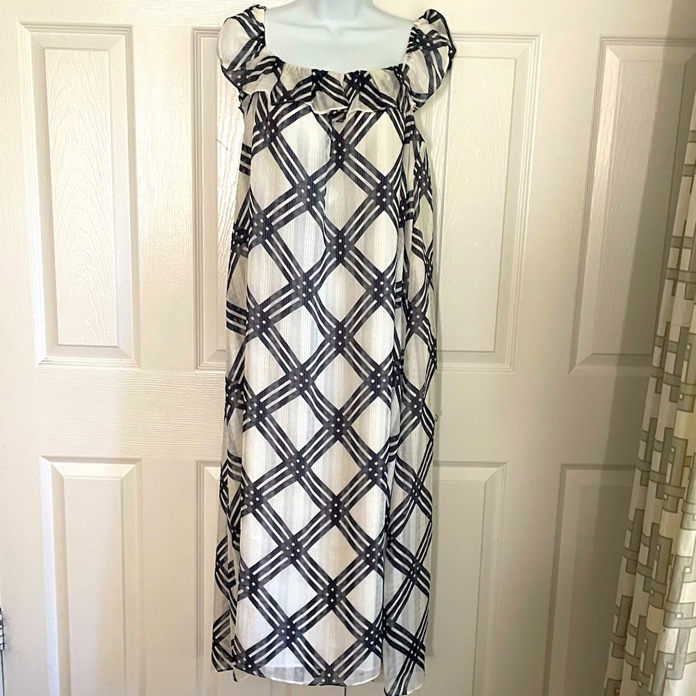NWT Ann Taylor Windowpane Print Maxi Dress